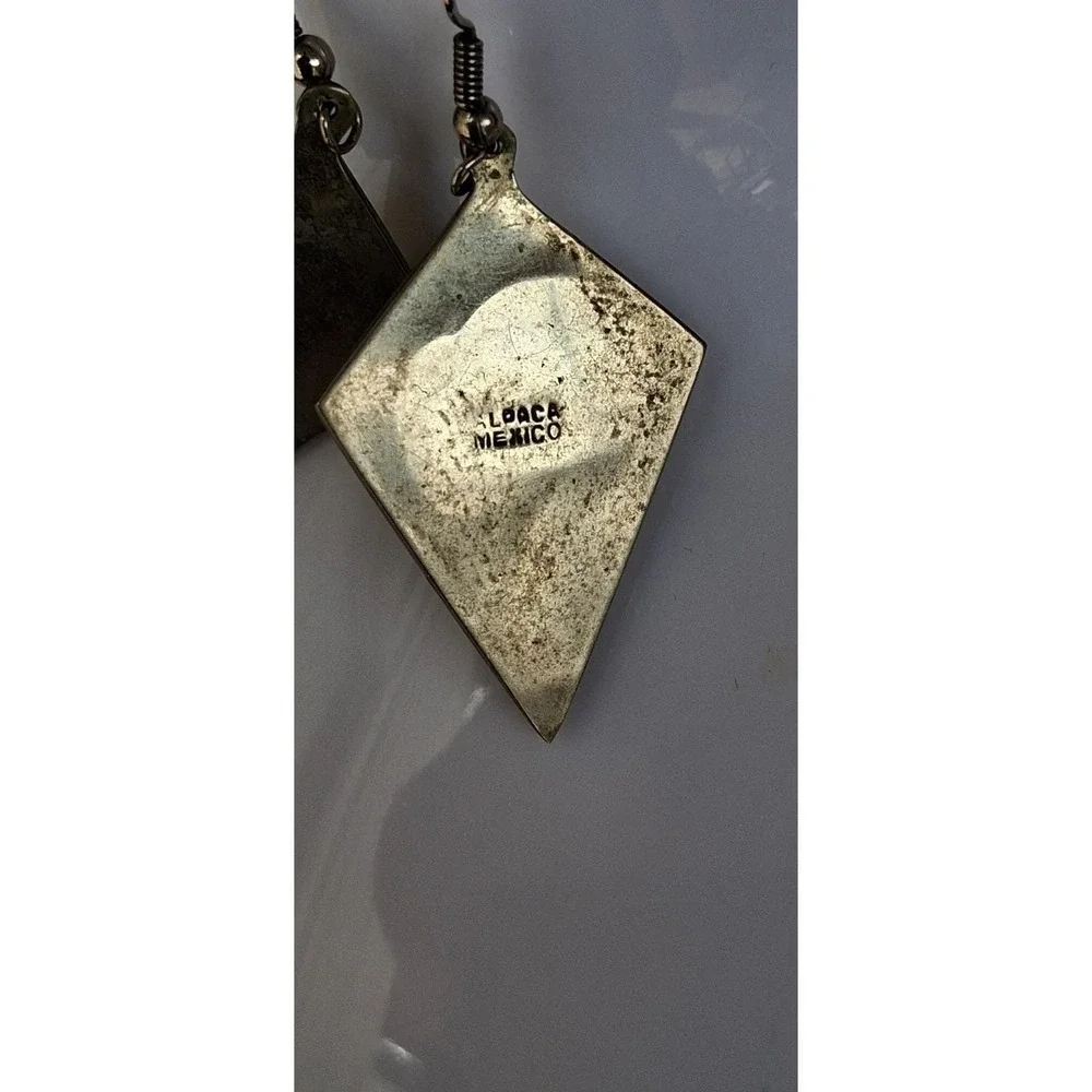 Vintage Mexican Alpaca Silver dangle earrings featuring a grape bunch motif.